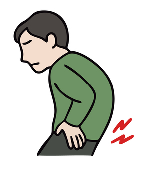 腰痛・ぎっくり腰など痛みを訴える男性 腰痛,交通事故,ぎっくり腰,全身疲労,整体,整骨,男性,会社員,現場仕事,疲労のイラスト素材