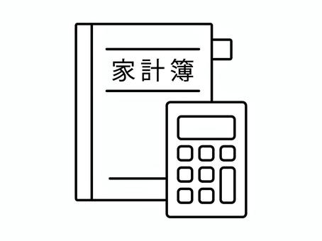 家計簿と計算機のアイコン 家計簿,計算機,電卓,アイコン,家計,生活費,計算,見直し,管理,収入のイラスト素材