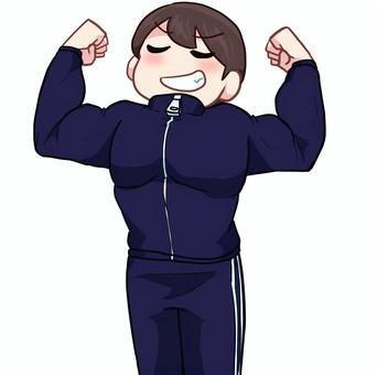 ムキムキな男性 人物,生活,ニーショット,男性,筋肉,自慢,ジャージ,素材のイラスト素材