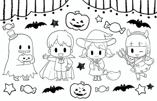 ハロウィンの仮装をする子どもたち, , JPG and PNG