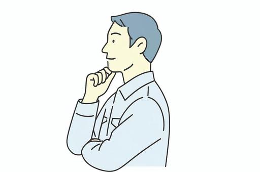 考える作業員 作業員,現場,思考のイラスト素材