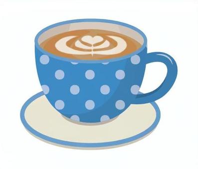 コーヒー17 コーヒー,珈琲,湯気,ホットコーヒー,コーヒーカップ,水玉,おしゃれ,ソーサー,カフェ,喫茶店のイラスト素材
