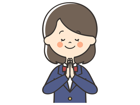 合掌する若い女性 願い事,お願い,祈る,祈願,成功,合格,合格祈願,受験,お祈り,参拝のイラスト素材
