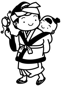 子守-1c 子守,時代劇,江戸時代,赤ちゃん,娘,女の子,女性,でんでん太鼓,綿入り半纏,半纏のイラスト素材