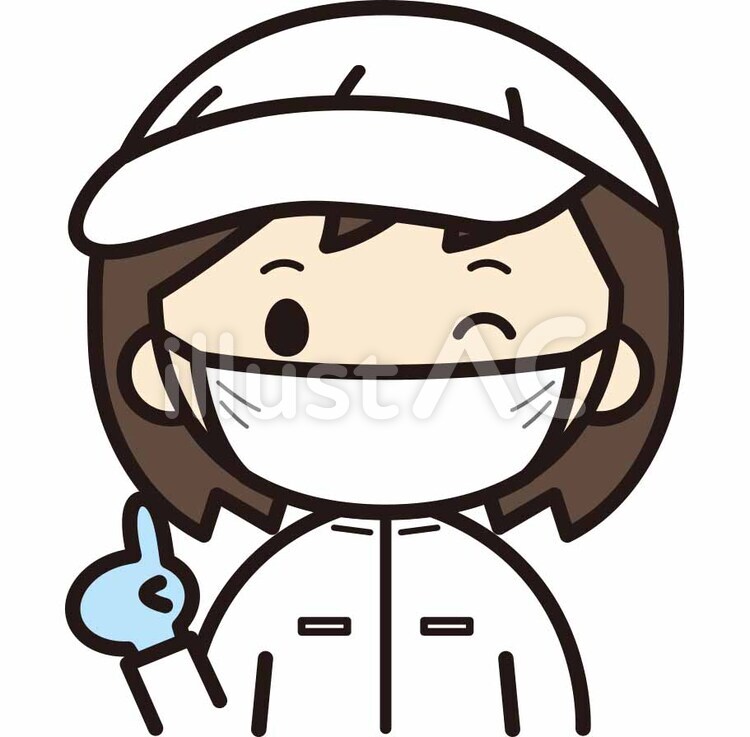 ウインクしている衛生白衣女性 食品加工,食品管理,白衣のイラスト素材