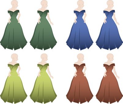 ドレス着せたディスプレイ用マネキンセット ドレス,マネキン,ディスプレイ,衣服,ファッションのイラスト素材