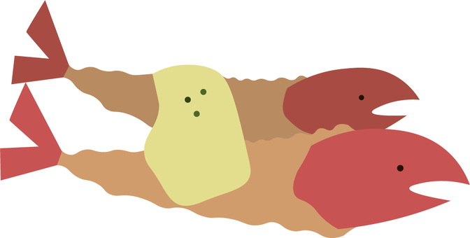 洋食　頭つきエビフライ エビフライ,海老,揚げ物,洋食,食べ物,可愛い,タルタルソースのイラスト素材