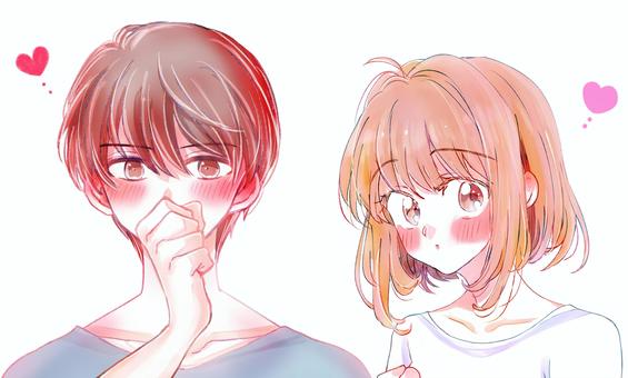 恋する男女 恋愛,恋,好き,男女,男性,好意,女性,かわいい,気になる,もじもじのイラスト素材