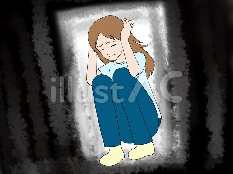 女性表情シリーズ、閉塞感 女性,鬱,人物のイラスト素材