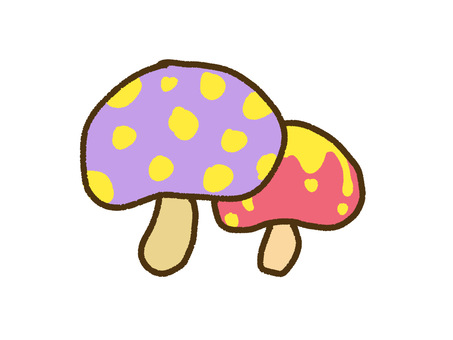 手描き風のキノコ 手描き,かわいい,キノコ,菌類,野菜,自然,森,林,山,秋のイラスト素材