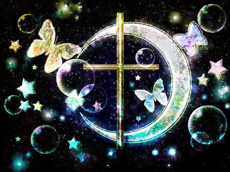 幻想夜 幻想夜 ファンタジー,キラキラ,十字架のイラスト素材