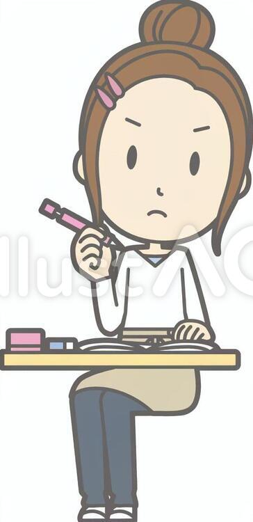 新妻主婦d-勉強-全身 新妻主婦,新妻,シンプルのイラスト素材