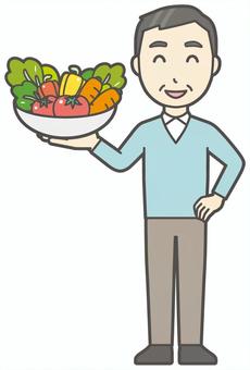 ニット中年男性-089-全身  ニット中年男性-089-全身 野菜,おじさん,男性,中年,お父さん,パパ,シニア,ミドルエイジ,人物,かわいいのイラスト素材