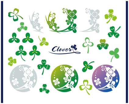 クローバー2 クローバー,みつば,四葉,植物,アイコン,セット,飾りのイラスト素材