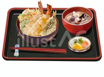 海老天丼セット2アジ(お盆付き)