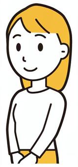  ロングヘア女性(黄)-009-バスト 立つ,女性,女の子,人物,かわいい,起立,バストアップ,上半身,若い,挿絵のイラスト素材