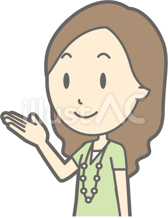 私服OL-案内左斜め-バスト シンプル,かわいい,olのイラスト素材
