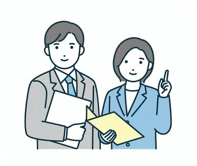 指さすビジネスパーソン 案内,提案,指さし,ビジネス,女性,男性,ビジネスマン,スーツのイラスト素材