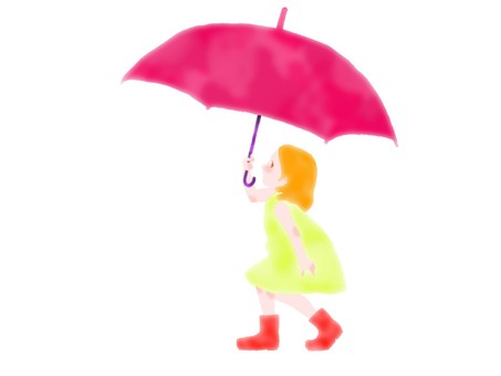 A girl in red boots walking with an umbrella, , JPG and PNG