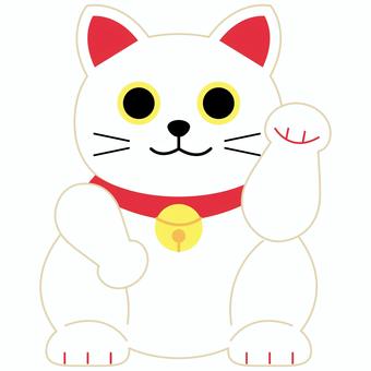 シンプルでかわいい白い招き猫 招き猫,猫,白猫,縁起物,開運,招福,家内安全,和,和風,お正月のイラスト素材