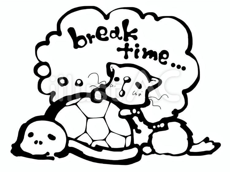 ひと休み。。。 猫,亀,かわいいのイラスト素材
