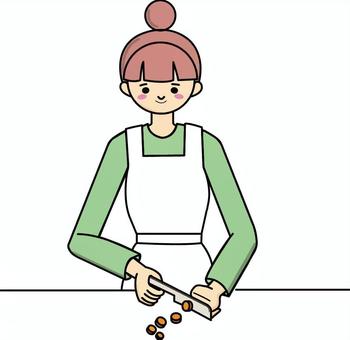 お料理女子 主婦,女性,料理を作る,家事,生活のイラスト素材