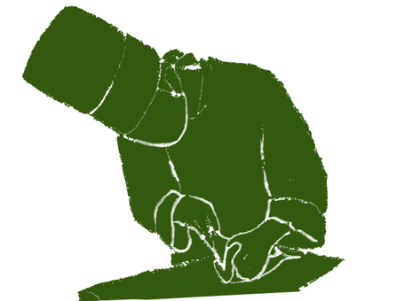 仕込みをする調理師緑シルエット 調理師,料理人,コックさん,コック服,調理,料理,シェフ,飲食店,レストラン,専門学生のイラスト素材