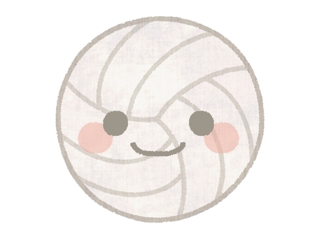 バレーボール（顔あり） バレーボール,ボール,白色,顔,笑顔,擬人化,スポーツ,競技,試合,部活のイラスト素材