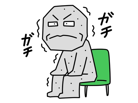 ガチガチに緊張する棒人間 緊張,ガチガチ,プレッシャー,棒人間,椅子,固まる,石,ドキドキ,かわいい,シンプルのイラスト素材