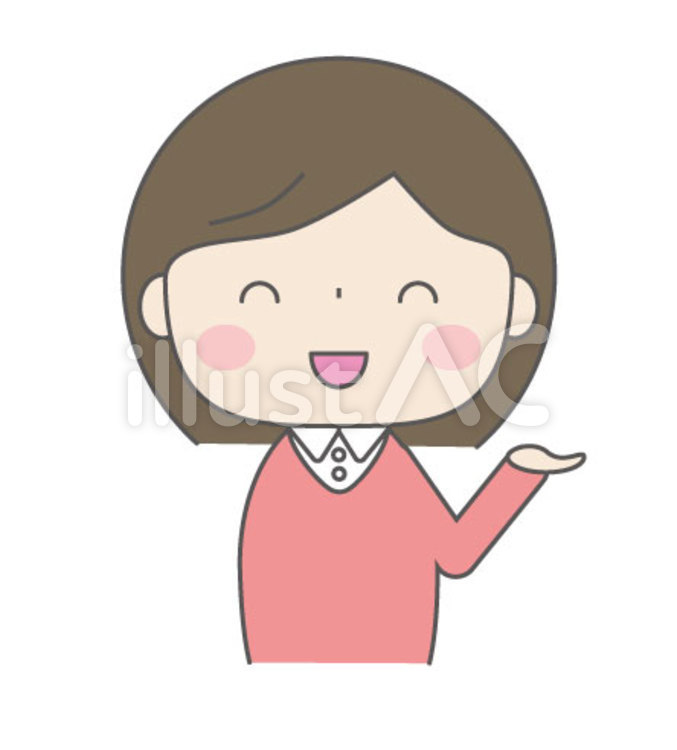 微笑んで案内する女性 かわいい,女性,人物のイラスト素材