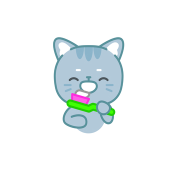 イラスト0119 猫,歯みがき,歯ブラシ,キャラクター,かわいい,清潔,生活習慣,健康,シンプル,子供向けのイラスト素材