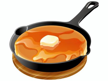 パンケーキ(スキレット) パンケーキ(スキレット) パンケーキ,スイーツ,スキレット,料理,食べ物,バター,メイプルシロップのイラスト素材