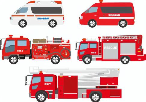 Fire department set, fire truck, rescue, ambulance, JPG, PNG and AI