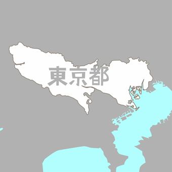 東京都　  東京都,都道府県,境界,輪郭,形,地図,漢字,海のイラスト素材