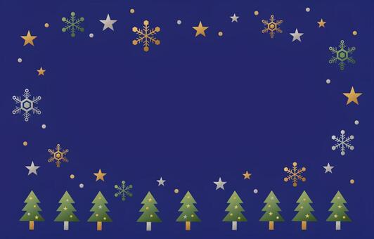 Christmas background: stars, snow and fir trees / gold, silver, blue, , JPG and AI