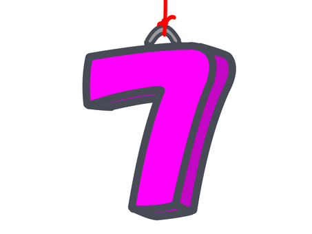 吊り下げ数字ロゴ7 吊り下げ,数字,ロゴ,7,飾り,紫のイラスト素材