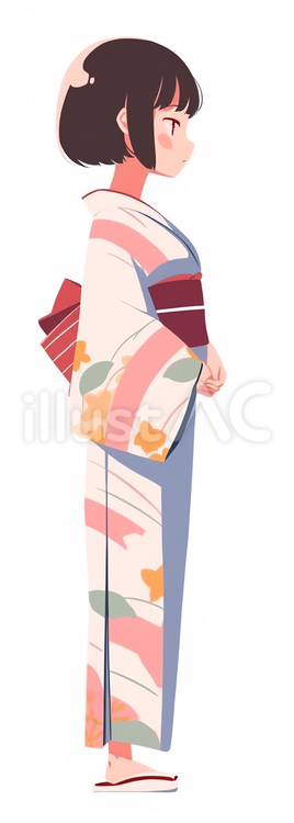 浴衣を着た女の子 子ども,女の子,浴衣のイラスト素材