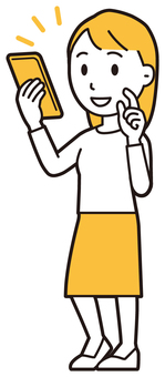  ロングヘア女性(黄)-095-全身