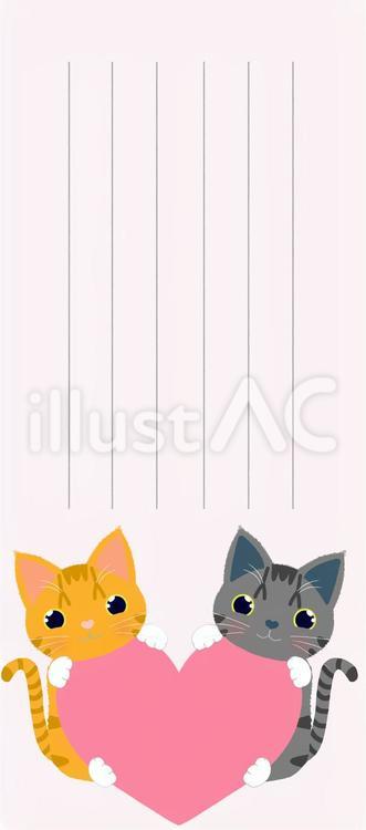 一筆箋　茶トラ猫とサバトラ猫1 猫,茶トラ,サバトラのイラスト素材