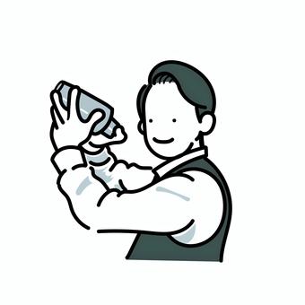 バーテンダー バーテンダー バーテンダー,カクテル,黒服,シェイカー,お酒,お洒落,男性のイラスト素材
