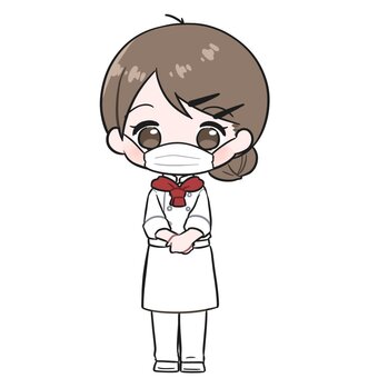 マスクをした料理人　パティシエ　女性 コックコート,調理服,料理人,調理師,制服,職人,マスク,予防,対策,仕事のイラスト素材