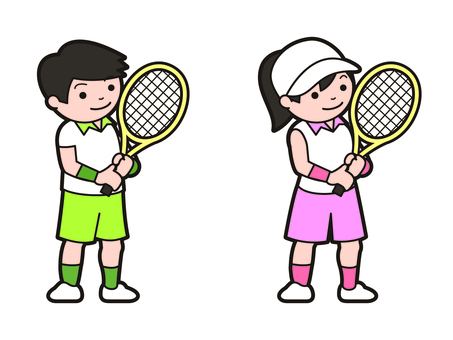 テニスボール部 スポーツ,テニス,テニスラケット,ユニフォーム,リストバンド,生徒,中高生,中学生,クラブ活動,部活動のイラスト素材