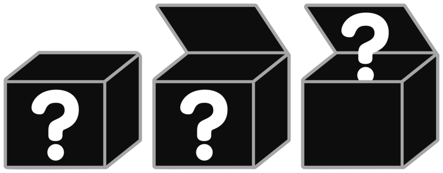 ブラックボックス（黒） ブラックボックス,謎,お楽しみ箱,箱,？,疑問符,クエスチョンマーク,はてな,はてなマーク,白背景のイラスト素材