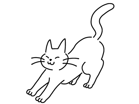 伸びをする白ねこちゃん 伸びをする白ねこちゃん 伸び,ストレッチ,ねこ,ネコ,猫,ペット,動物,かわいい,シンプル,手描きのイラスト素材