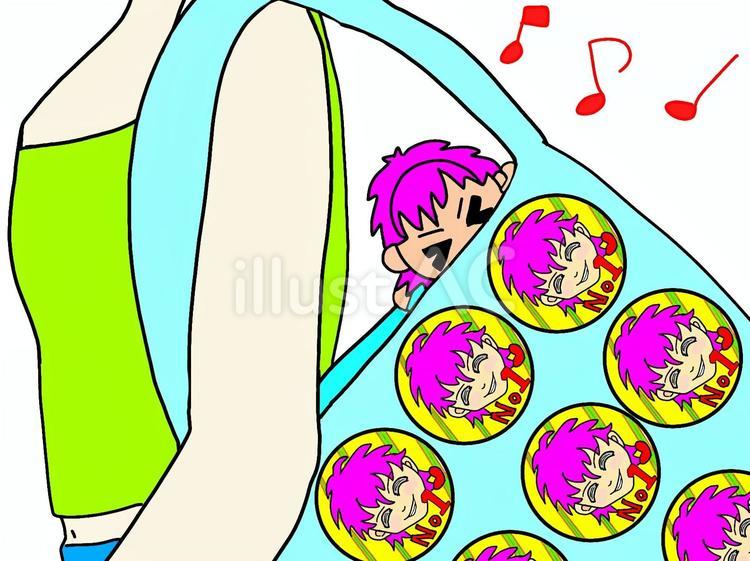 推し活　推しとお出かけ 推し活,推し,缶バッチのイラスト素材