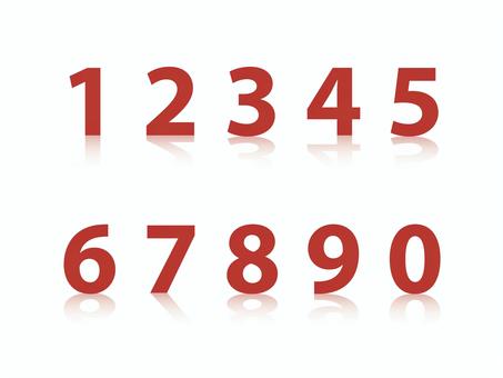 数字（反射・白背景）01 数字,ナンバー,番号,赤,反射,白背景,セット,アイコンのイラスト素材