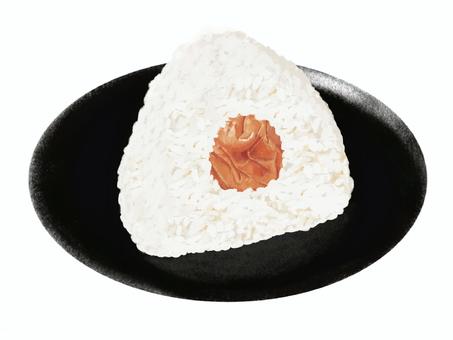 飯糰(梅干,帶盤), JPG 和 PNG 飯糰(梅干,帶盤), 飯糰, omusubi, 幹梅, JPG 和 PNG