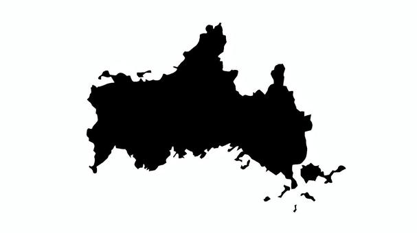 山口県地図のシルエット 山口県,シルエット,地図,都道府県,マップ,ワンポイント,地方,地域,地理,社会のイラスト素材