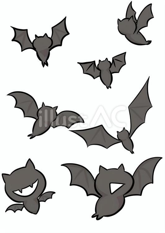 色々な種類のコウモリイラストセット コウモリ,セット,カラーのイラスト素材