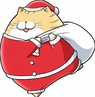 サンタ猫 ネコ,動物,ペット,丸い,茶トラ,ゆるい,かわいい,サンタクロース,クリスマス,冬のイラスト素材